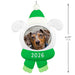 Decorative ornament with a dog photo, green hat, and scarf with '2026' on a white background.