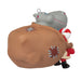 Decorative ornament with a hippo in a bag and Santa Claus on a white background