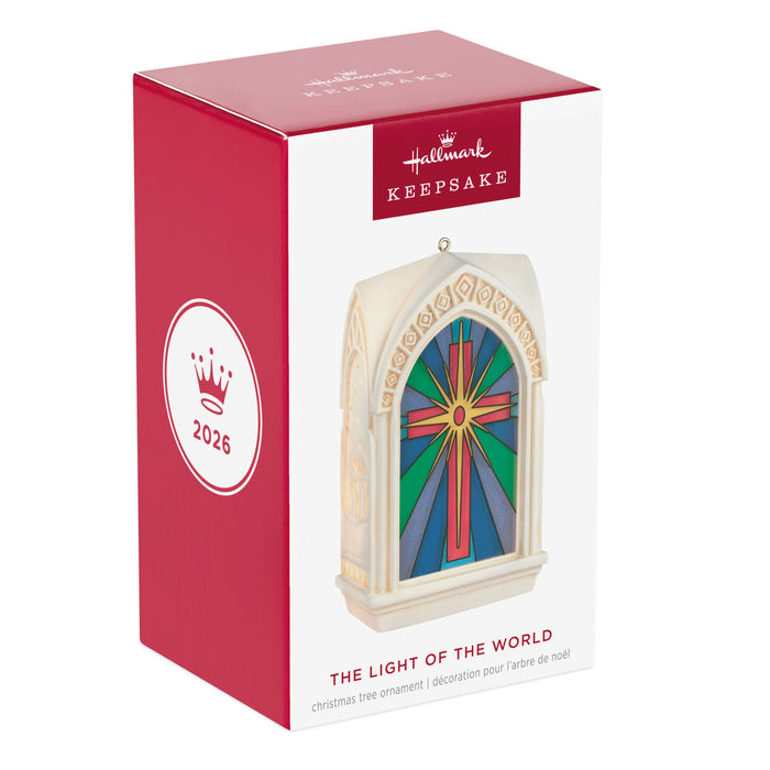 Hallmark 2026 Christmas ornament packaging with stained glass design