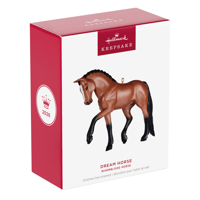 Hallmark Keepsake Christmas ornament packaging with a horse figure on a white background