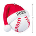 Baseball ornament with a red Santa hat displaying '2026' on a white background