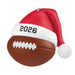 Football ornament with a Santa hat and '2026' on a white background