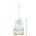 Decorative penguin ornament with a baby hat, measurement details, and text on a white background