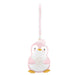 Pink penguin ornament with 'Baby's First Christmas 2026' text on a white background