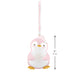 Pink penguin ornament with measurement details on a white background