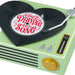 Vintage-style record player with a 'They're Playing Our Song' label on a white background