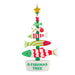 Colorful fish-shaped Christmas tree ornament with a star on top, featuring the text 'O Fishmas Tree' on a white background.