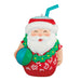 Santa Claus ornament with a beach ball and straw on a white background