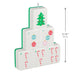 Stack of Christmas-themed dice with tree, ball, and candy cane designs on a white background.