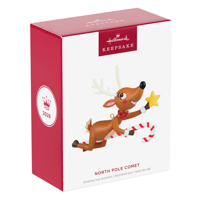 Hallmark Keepsake Christmas ornament packaging with a reindeer figure on a white background