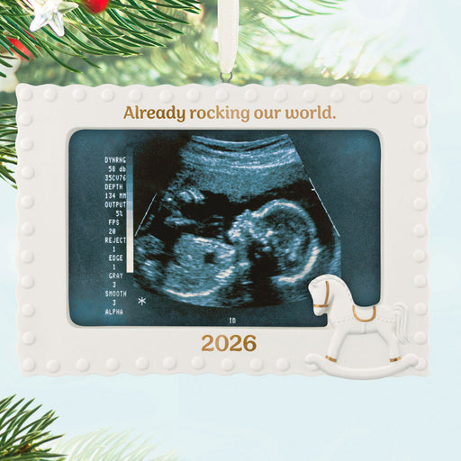 Christmas ornament with ultrasound image and '2026' on a white background