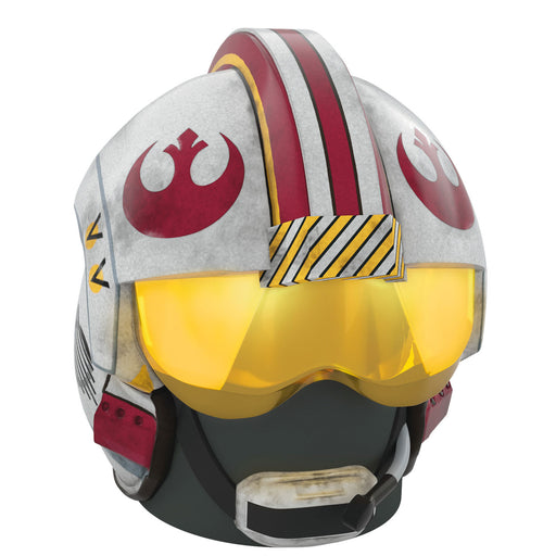 Helmet with a red and white design on a white background