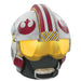 Helmet with a red and white design on a white background