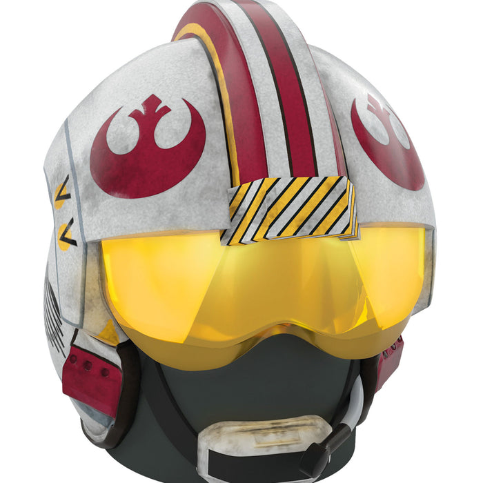 Star Wars helmet with a red and white emblem on a white background