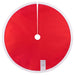 Red circular mat with a white border on a white background