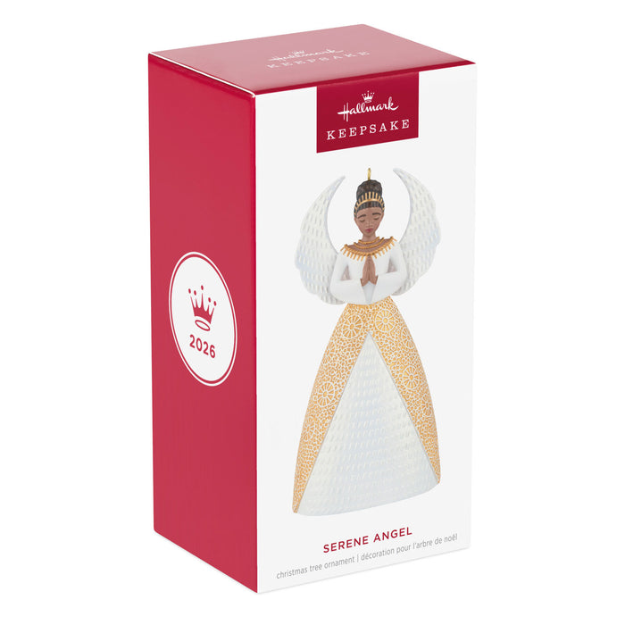 Hallmark Serene Angel ornament packaging on a white background