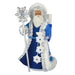 Decorative figure of a bearded man in blue robes with a silver staff on a white background