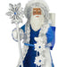 Decorative figure of a bearded man in blue robes with a silver staff on a white background