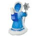 Blue and white decorative figure with a snowflake and scroll on a white background