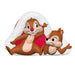 Two animated chipmunks in a Santa hat on a white background
