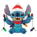 Animated character with Christmas lights and Santa hat on a white background