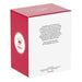 Red and white box with text and a logo on a white background