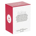 Red and white box with text and a logo on a white background