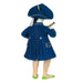 Figurine in a blue coat and hat holding a telescope on a white background