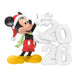 Mickey Mouse figurine with a Santa hat holding '2026' numbers on a white background