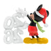 Animated character figurine with a Santa hat and green scarf, standing next to Christmas-themed letters on a white background.