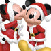 Two cartoon characters in Santa Claus outfits embracing each other.