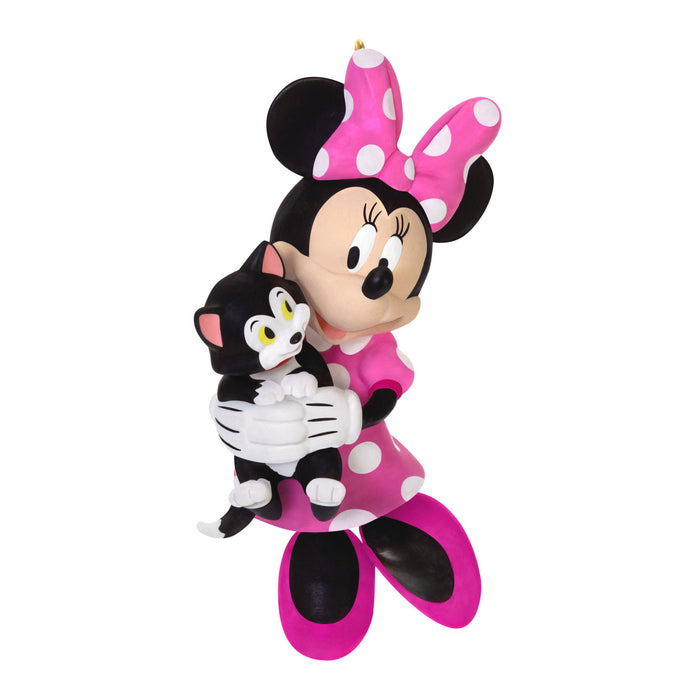Animated character holding a black and white cat on a white background