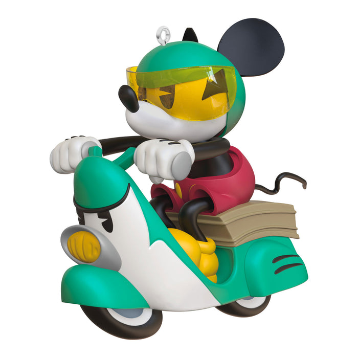 Toy figure of a character on a scooter with a white background