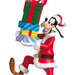 Animated character in Santa Claus outfit holding colorful gifts on a white background