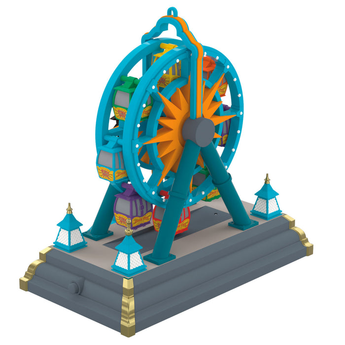 Colorful model of a Ferris wheel on a white background