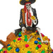 Skeleton figure in pirate attire with gold coins and colorful gems on a white background