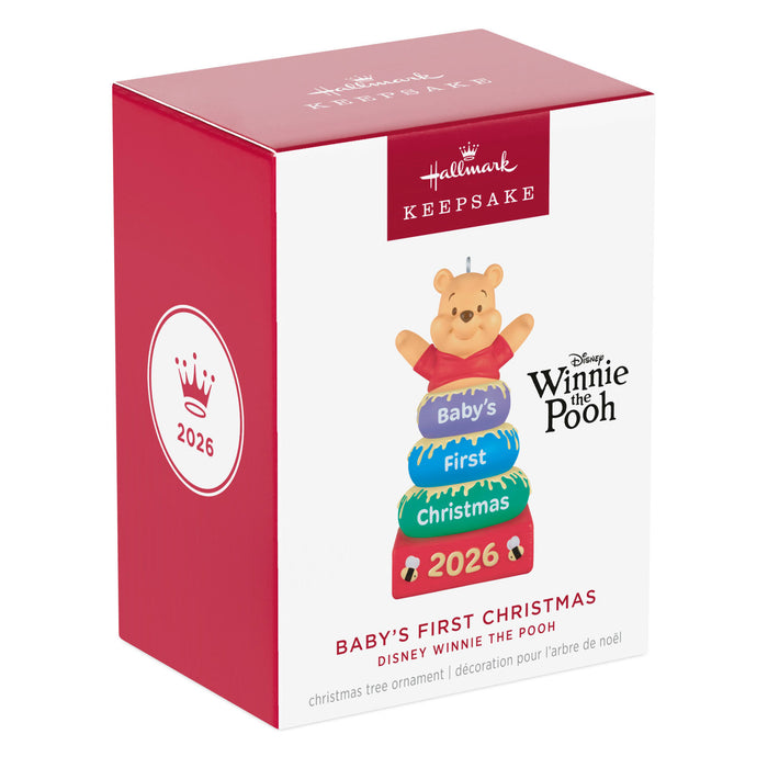 Hallmark Winnie the Pooh Christmas ornament packaging on a white background