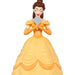 Figurine of a character in a yellow dress holding a gray object on a white background