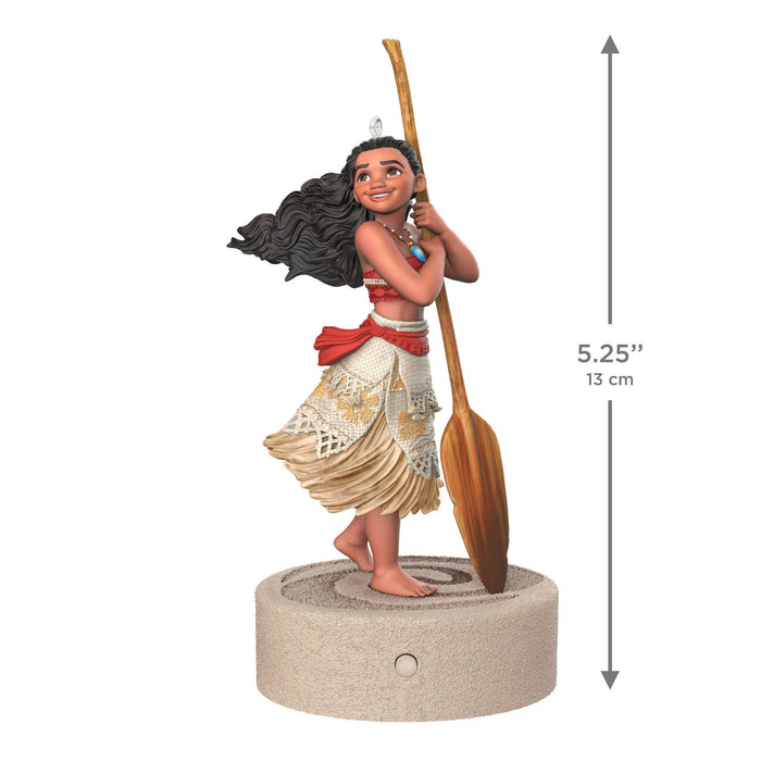 Statue of a character holding a paddle with dimensions indicated on a white background