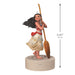 Statue of a character holding a paddle with dimensions indicated on a white background