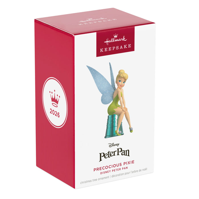 Hallmark Keepsake Christmas ornament packaging featuring Tinker Bell from Peter Pan on a white background.