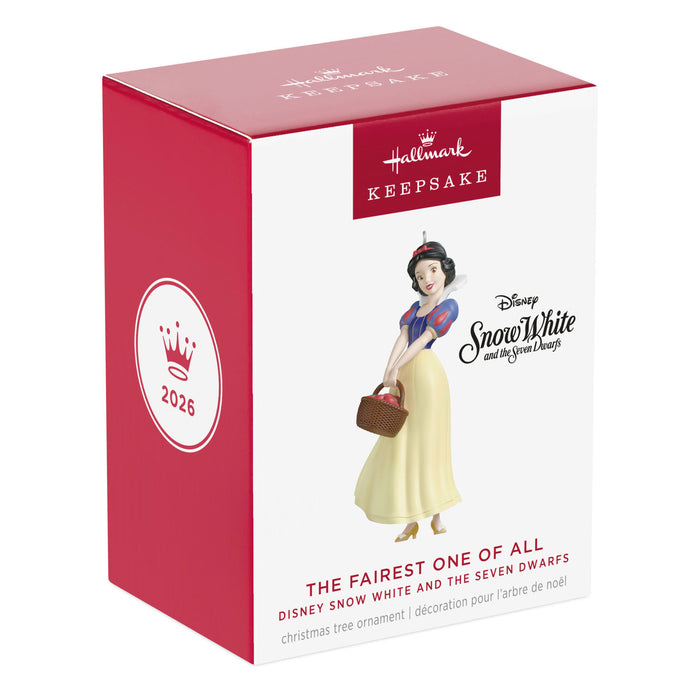 Hallmark Snow White Christmas ornament packaging on a white background