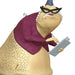 Slug-like character wearing a purple sweater and glasses, holding a clipboard.
