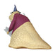 Slug figurine with a purple sweater and beige body on a white background