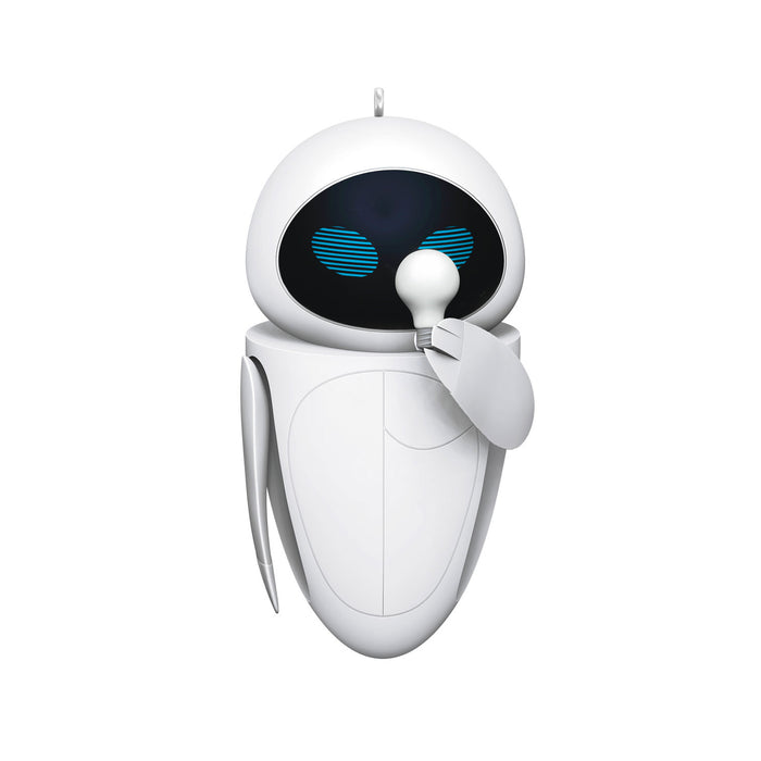 White robot with a black screen on a white background