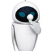White robot with blue eyes on a white background