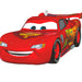 Red animated car with blue eyes on a white background