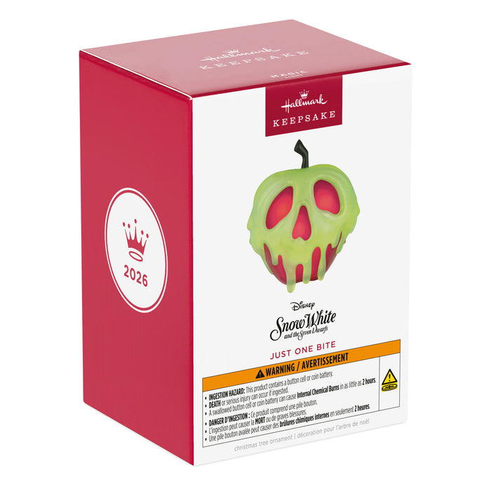 Hallmark Keepsake ornament packaging with Snow White apple design on a white background