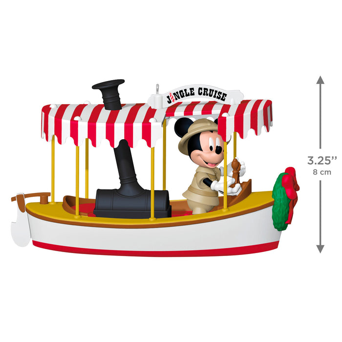 Toy boat with a character inside, resembling a scene from 'Jungle Cruise', on a white background.
