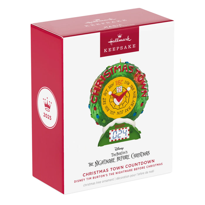 Disney Tim Burton's The Nightmare Before Christmas Christmas Town Countdown Musical 2025 Ornament With Light and Motion